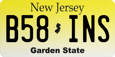NJ license plate B58INS