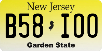 NJ license plate B58IOO