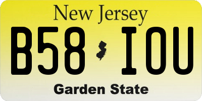 NJ license plate B58IOU