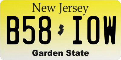 NJ license plate B58IOW