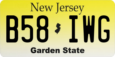NJ license plate B58IWG