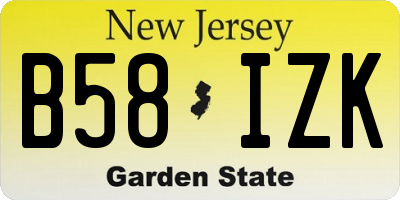 NJ license plate B58IZK
