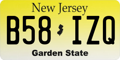 NJ license plate B58IZQ