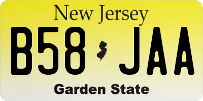 NJ license plate B58JAA