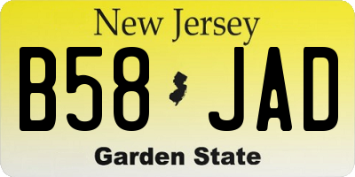 NJ license plate B58JAD