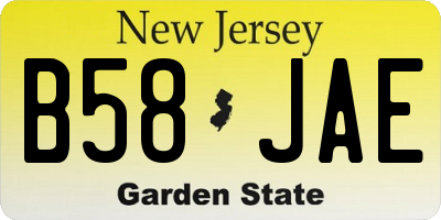 NJ license plate B58JAE
