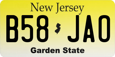 NJ license plate B58JAO