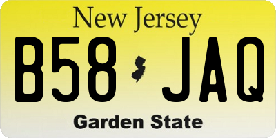 NJ license plate B58JAQ