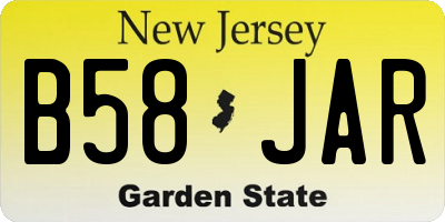 NJ license plate B58JAR