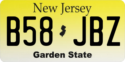 NJ license plate B58JBZ