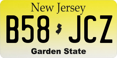 NJ license plate B58JCZ