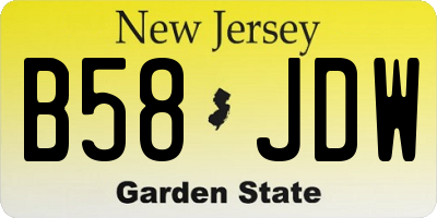 NJ license plate B58JDW