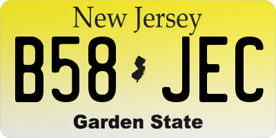 NJ license plate B58JEC