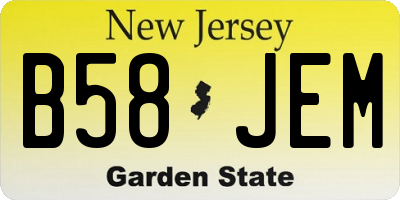 NJ license plate B58JEM