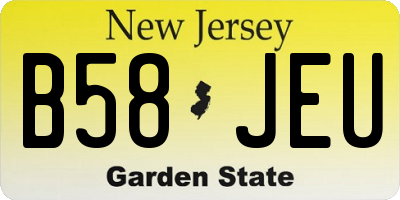 NJ license plate B58JEU