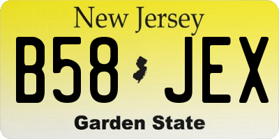 NJ license plate B58JEX