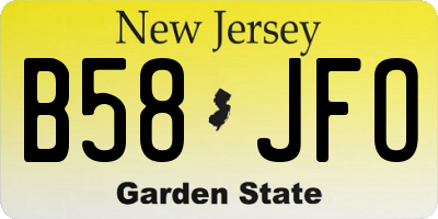 NJ license plate B58JFO