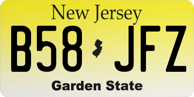 NJ license plate B58JFZ