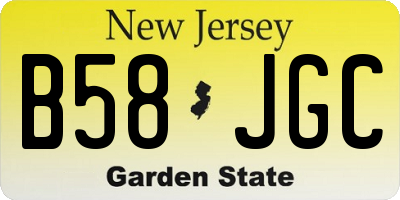 NJ license plate B58JGC