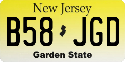 NJ license plate B58JGD