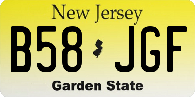 NJ license plate B58JGF