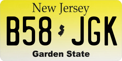 NJ license plate B58JGK