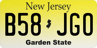 NJ license plate B58JGO