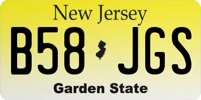NJ license plate B58JGS