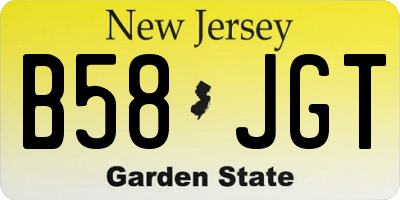 NJ license plate B58JGT