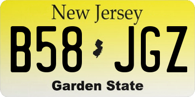 NJ license plate B58JGZ