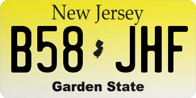 NJ license plate B58JHF