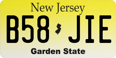 NJ license plate B58JIE