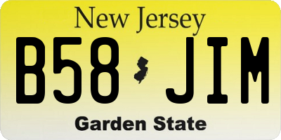NJ license plate B58JIM