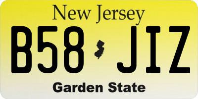 NJ license plate B58JIZ