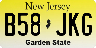 NJ license plate B58JKG