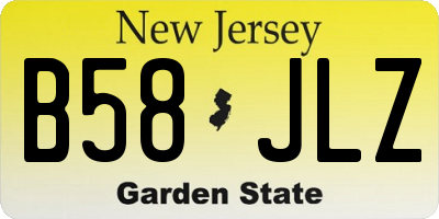 NJ license plate B58JLZ