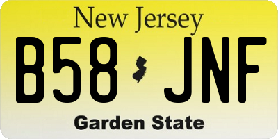 NJ license plate B58JNF
