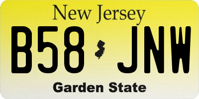 NJ license plate B58JNW