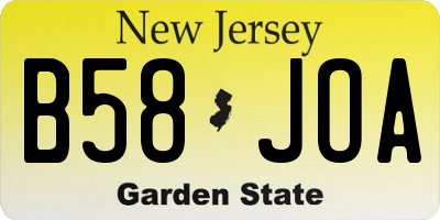 NJ license plate B58JOA