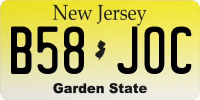 NJ license plate B58JOC