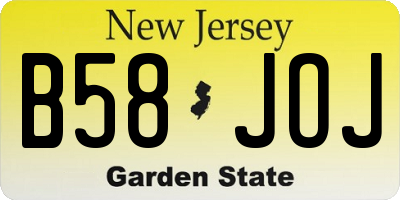 NJ license plate B58JOJ