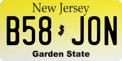 NJ license plate B58JON