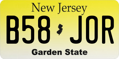 NJ license plate B58JOR