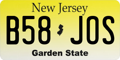 NJ license plate B58JOS