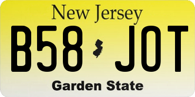 NJ license plate B58JOT