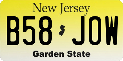 NJ license plate B58JOW