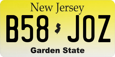 NJ license plate B58JOZ