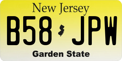 NJ license plate B58JPW