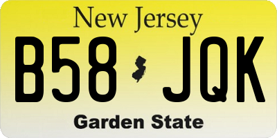 NJ license plate B58JQK
