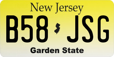 NJ license plate B58JSG